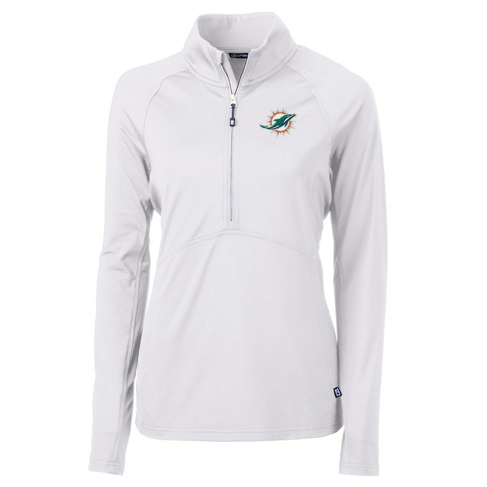Miami Dolphins Cutter & Buck Women's Adapt Eco Knit Half-Zip Pullover Jacket - White cheap