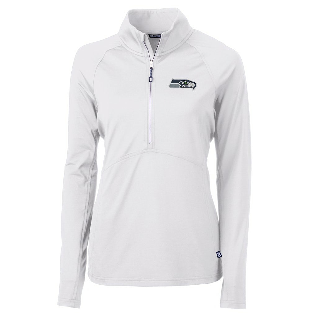 Seattle Seahawks Cutter & Buck Women's Adapt Eco Knit Half-Zip Pullover Jacket - White sale