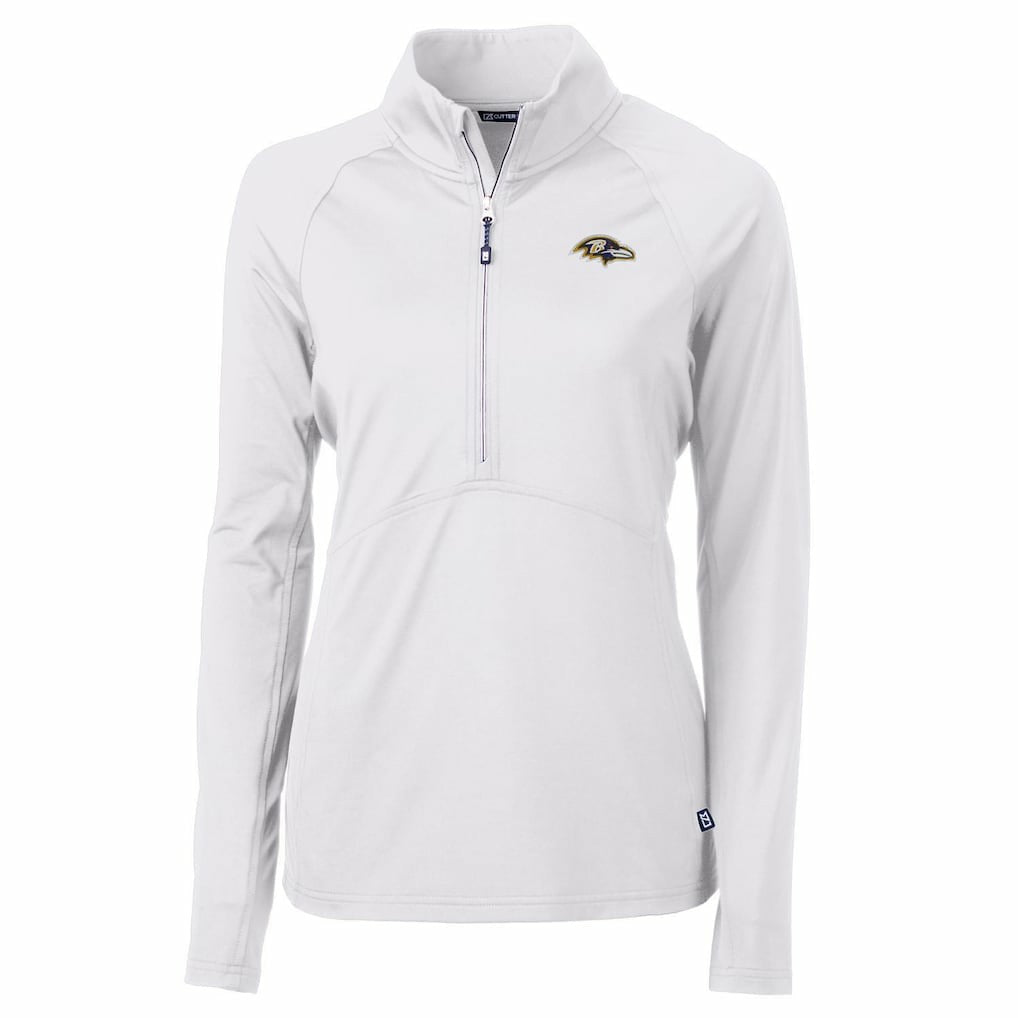 Baltimore Ravens Cutter & Buck Women's Adapt Eco Knit Half-Zip Pullover Jacket - White discount