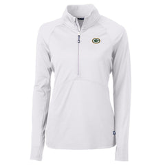 Green Bay Packers Cutter & Buck Women's Adapt Eco Knit Half-Zip Pullover Jacket - White for sale