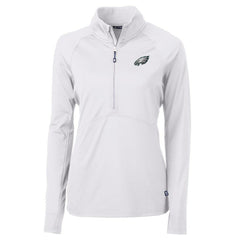 Philadelphia Eagles Cutter & Buck Women's Adapt Eco Knit Half-Zip Pullover Jacket - White for sale