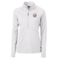 Pittsburgh Steelers Cutter & Buck Women's Adapt Eco Knit Half-Zip Pullover Jacket - White for sale