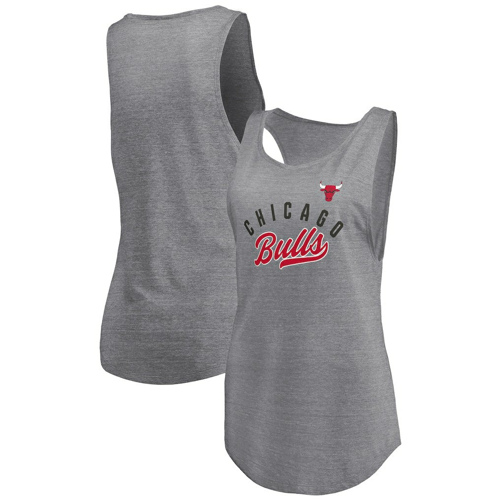 Chicago Bulls Women's Quality Time Open Scoop Neck Tri-Blend Tank Top sale - Heathered Gray outlet