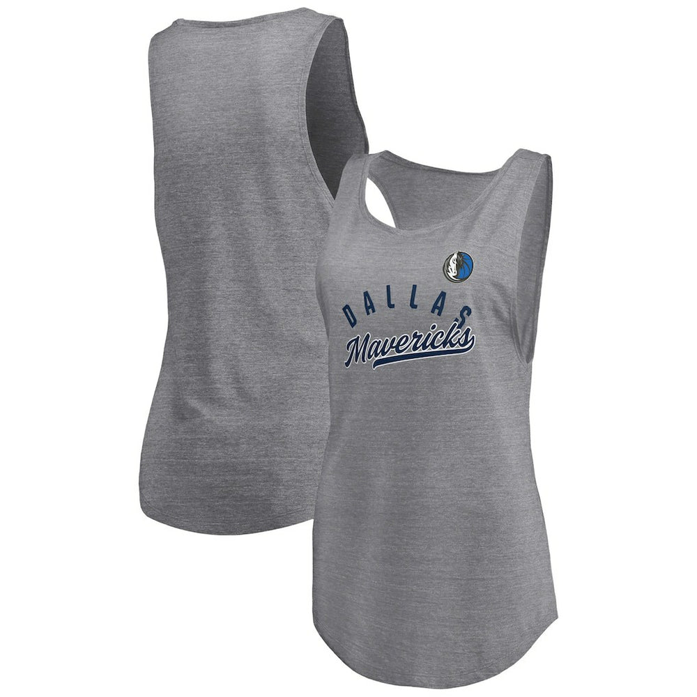 Dallas Mavericks Women's Quality Time Open Scoop Neck Tri-Blend Tank Top sale - Heathered Gray sale