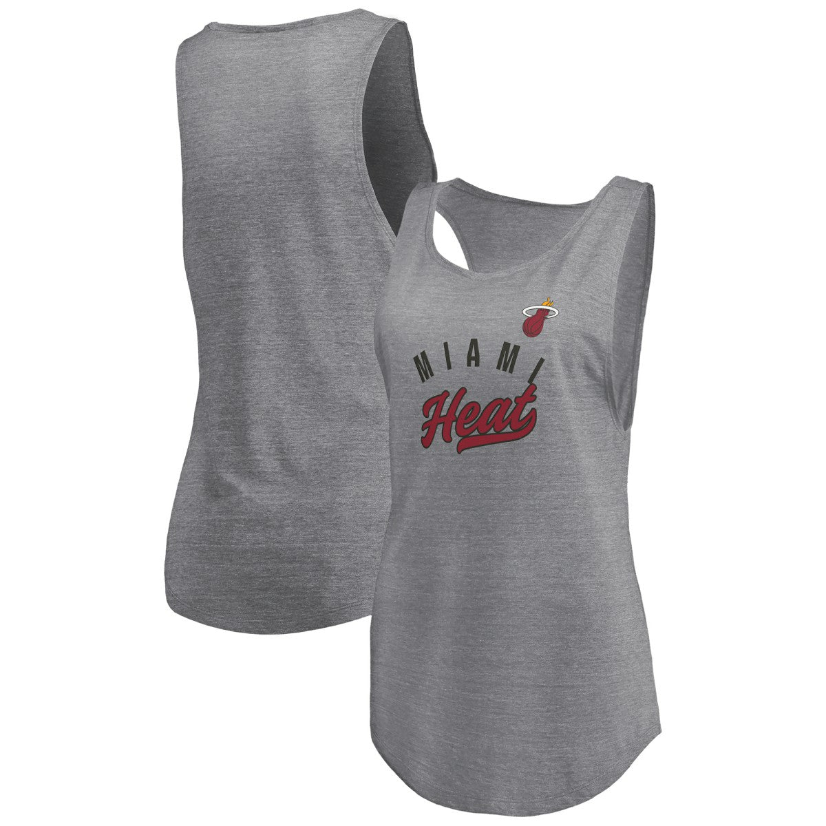 Miami Heat Women's Quality Time Open Scoop Neck Tri-Blend Tank Top - Heathered Gray cheap