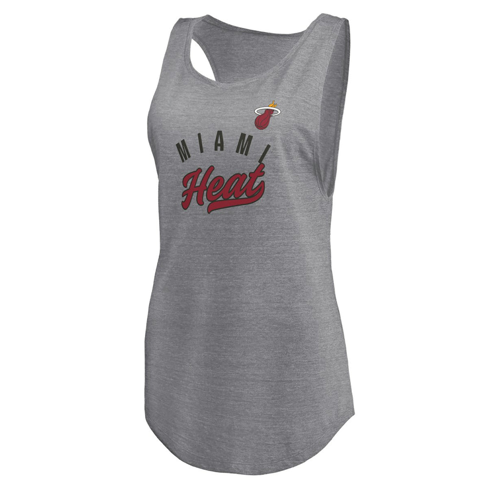 Miami Heat Women's Quality Time Open Scoop Neck Tri-Blend Tank Top - Heathered Gray cheap