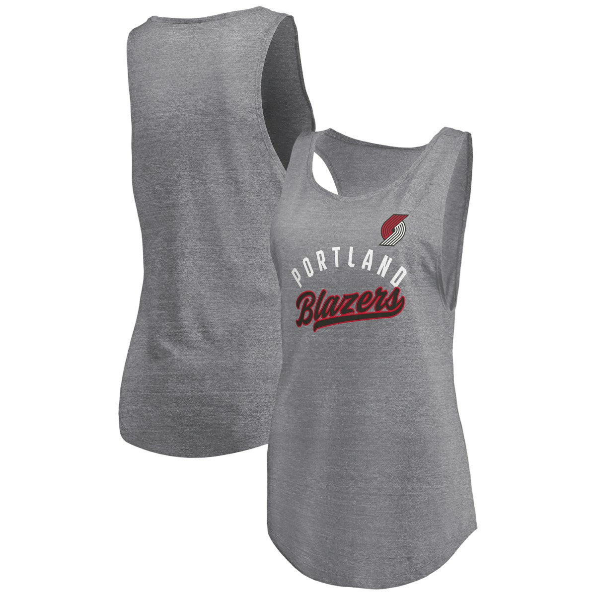 Portland Trail Blazers Women's Quality Time Open Scoop Neck Tri-Blend Tank Top - Heathered Gray for sale
