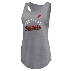 Portland Trail Blazers Women's Quality Time Open Scoop Neck Tri-Blend Tank Top - Heathered Gray for sale