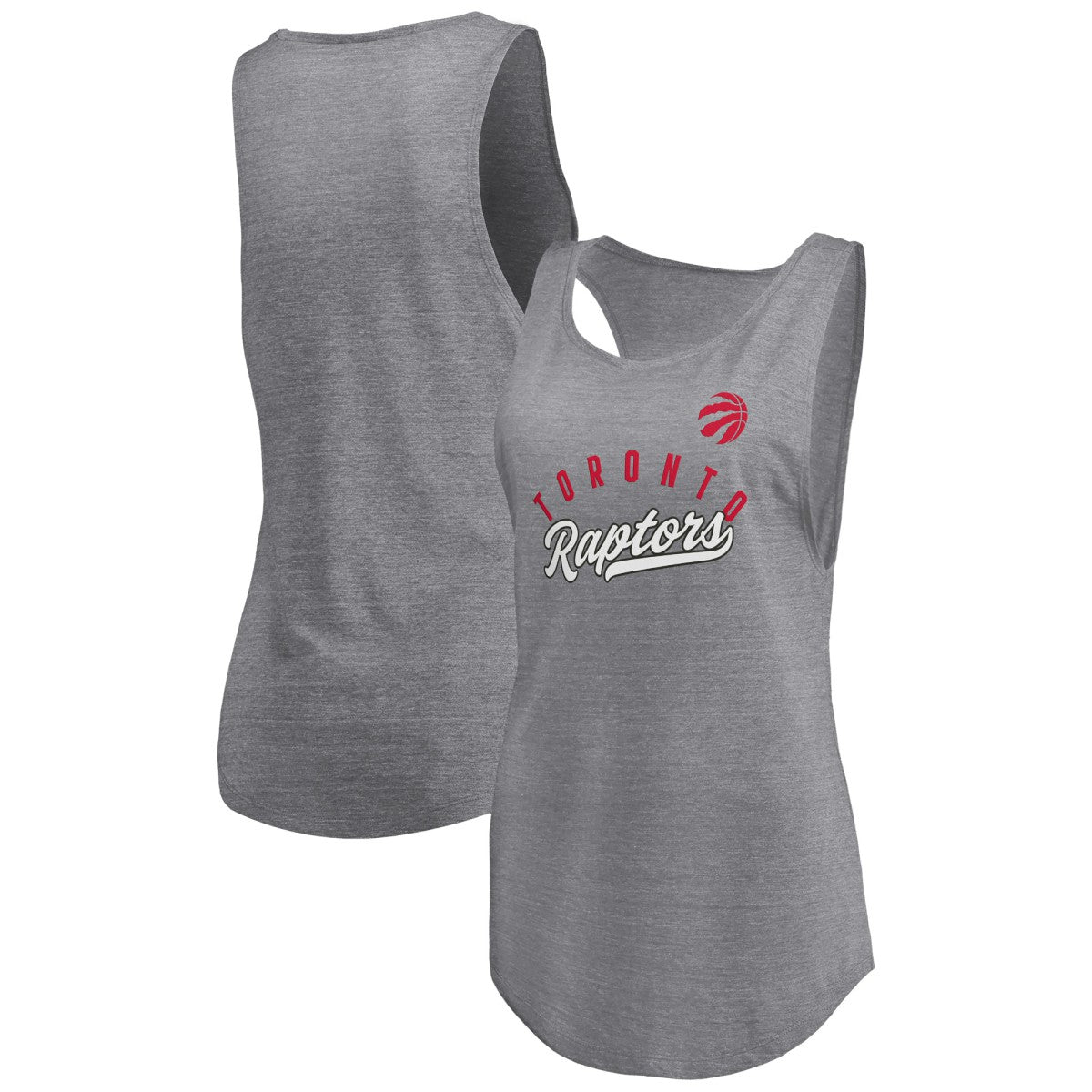 Toronto Raptors Women's Quality Time Open Scoop Neck Tri-Blend Tank Top - Heathered Gray discount
