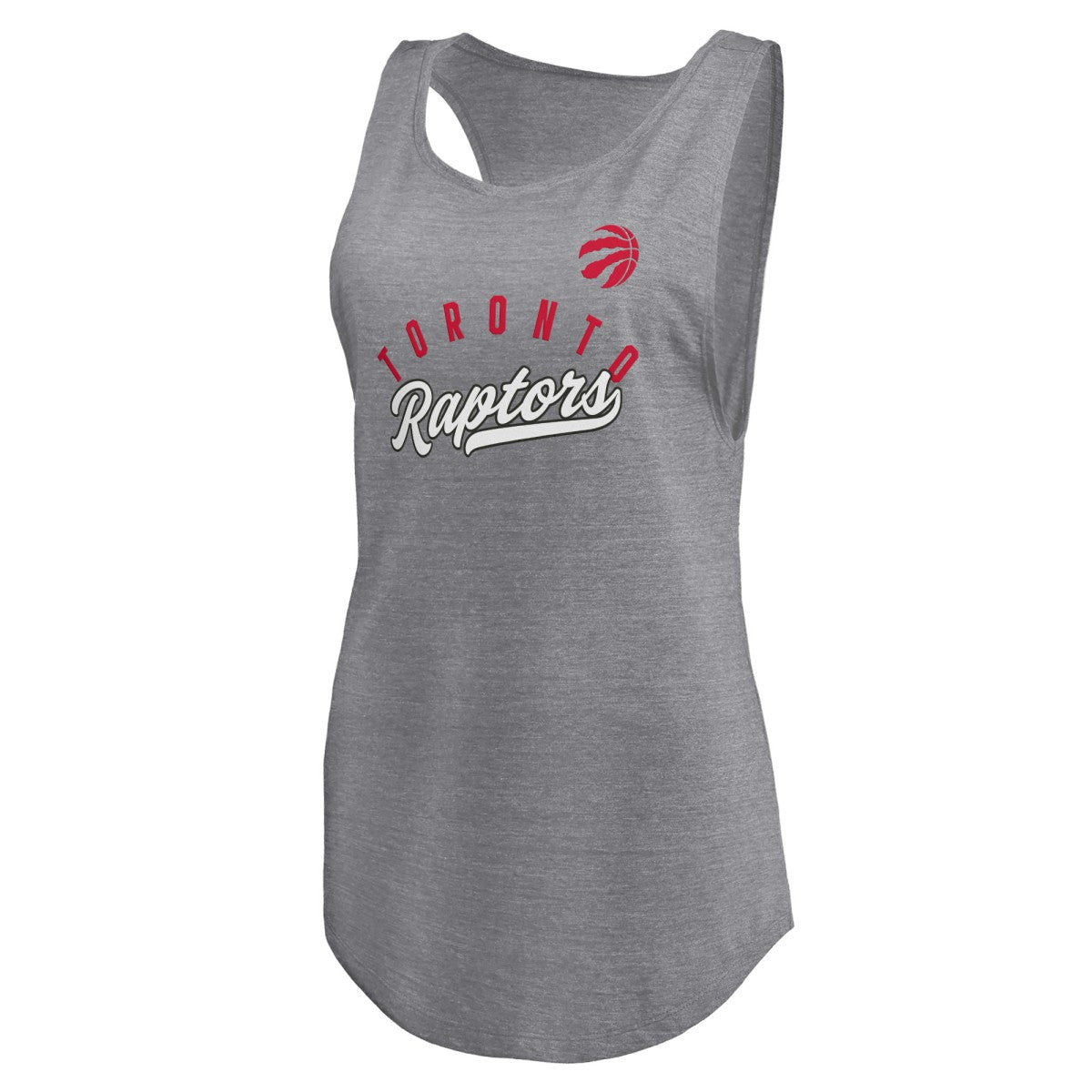 Toronto Raptors Women's Quality Time Open Scoop Neck Tri-Blend Tank Top - Heathered Gray discount