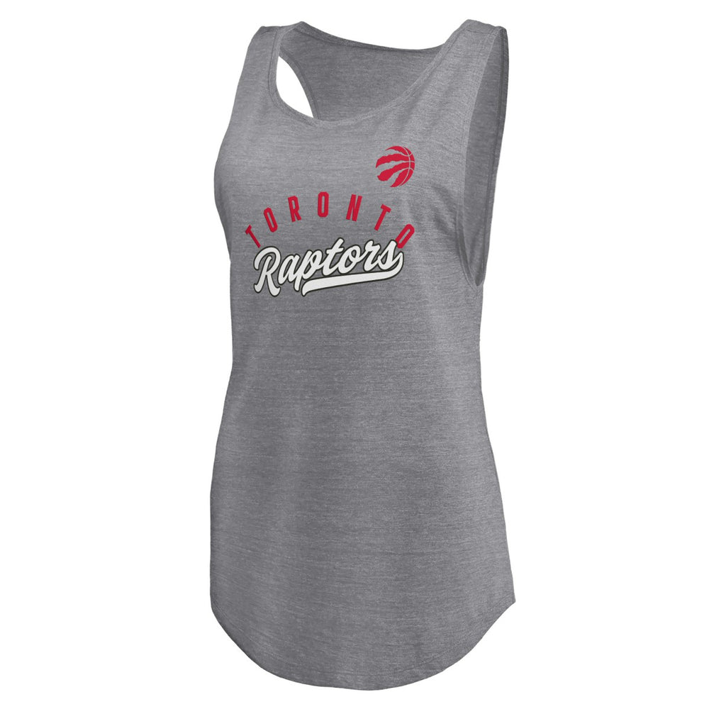 Toronto Raptors Women's Quality Time Open Scoop Neck Tri-Blend Tank Top - Heathered Gray discount
