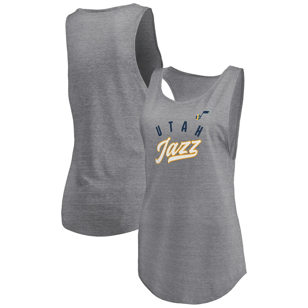 Utah Jazz Women's Quality Time Open Scoop Neck Tri-Blend Tank Top - Heathered Gray shop