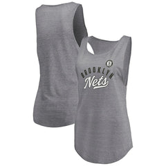 Brooklyn Nets Women's Quality Time Open Scoop Neck Tri-Blend Tank Top - Heathered Gray outlet