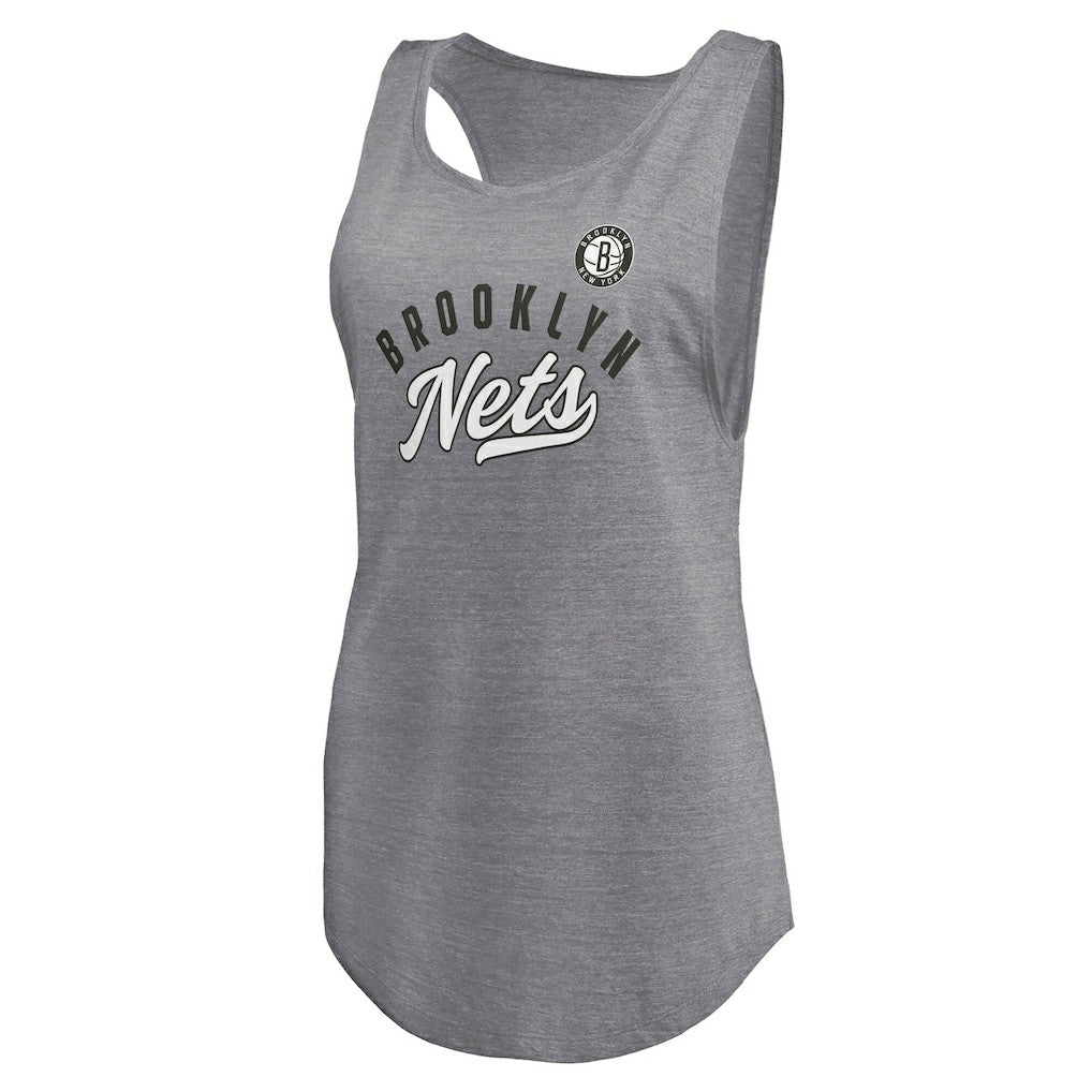 Brooklyn Nets Women's Quality Time Open Scoop Neck Tri-Blend Tank Top - Heathered Gray outlet
