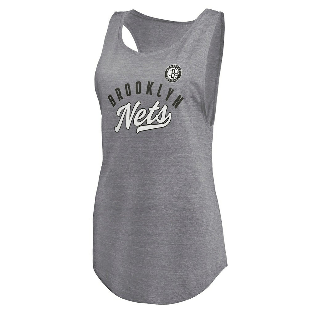 Brooklyn Nets Women's Quality Time Open Scoop Neck Tri-Blend Tank Top - Heathered Gray outlet