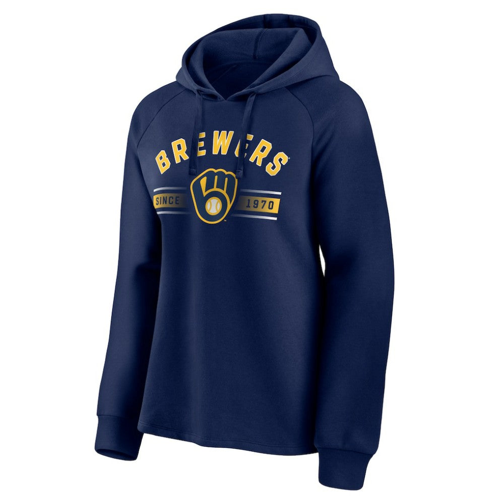 Milwaukee Brewers Women's Perfect Play Raglan Pullover Hoodie Navy
