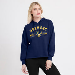 Milwaukee Brewers Women's Perfect Play Raglan Pullover Hoodie Navy