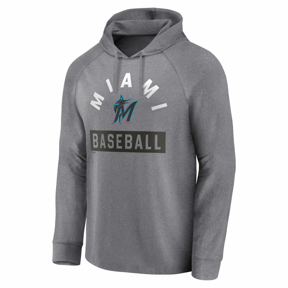 Miami Marlins No Time Off Raglan Pullover Hoodie Gray