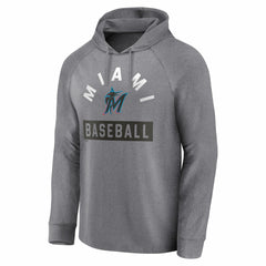 Miami Marlins No Time Off Raglan Pullover Hoodie Gray