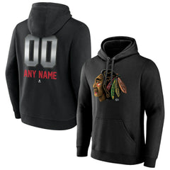 Chicago Blackhawks Personalized Midnight Mascot Logo Pullover Hoodie - Black Hoodies