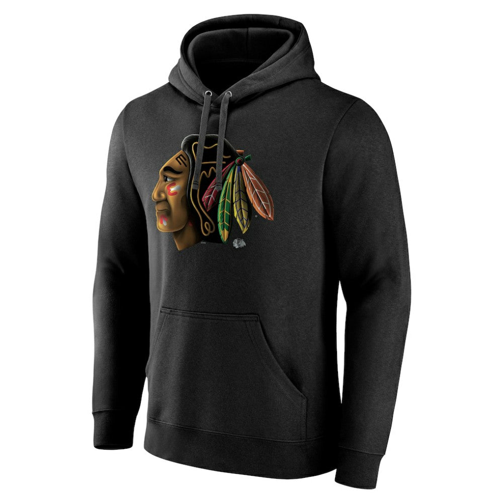 Chicago Blackhawks Personalized Midnight Mascot Logo Pullover Hoodie - Black Hoodies
