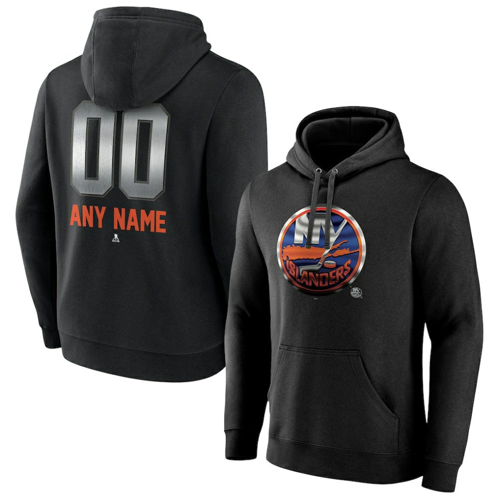 New York Islanders Personalized Midnight Mascot Logo Pullover Hoodie - Black Hoodies