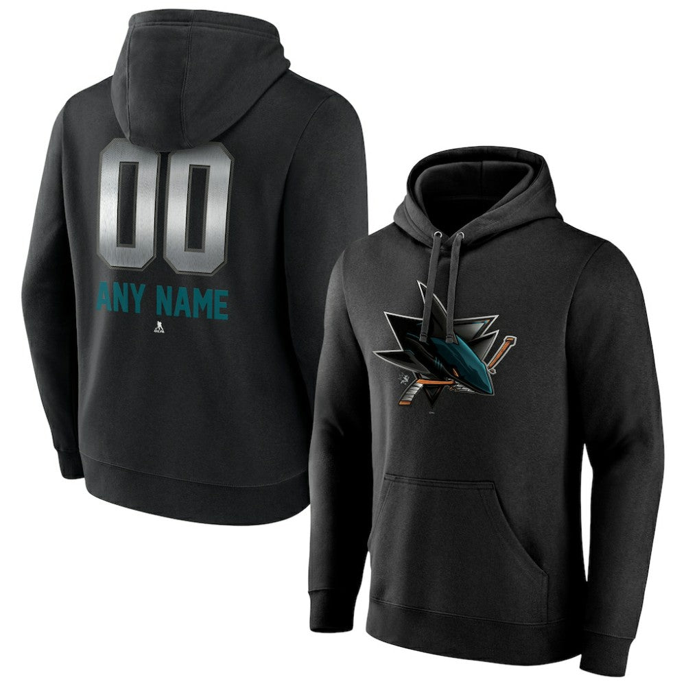 San Jose Sharks Personalized Midnight Mascot Logo Pullover Hoodie - Black Hoodies