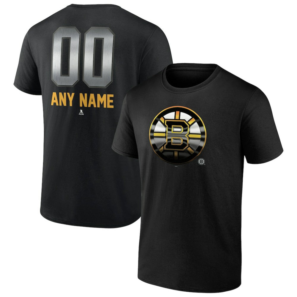 Boston Bruins Personalized Midnight Mascot Logo T-Shirt - Black T-shirts