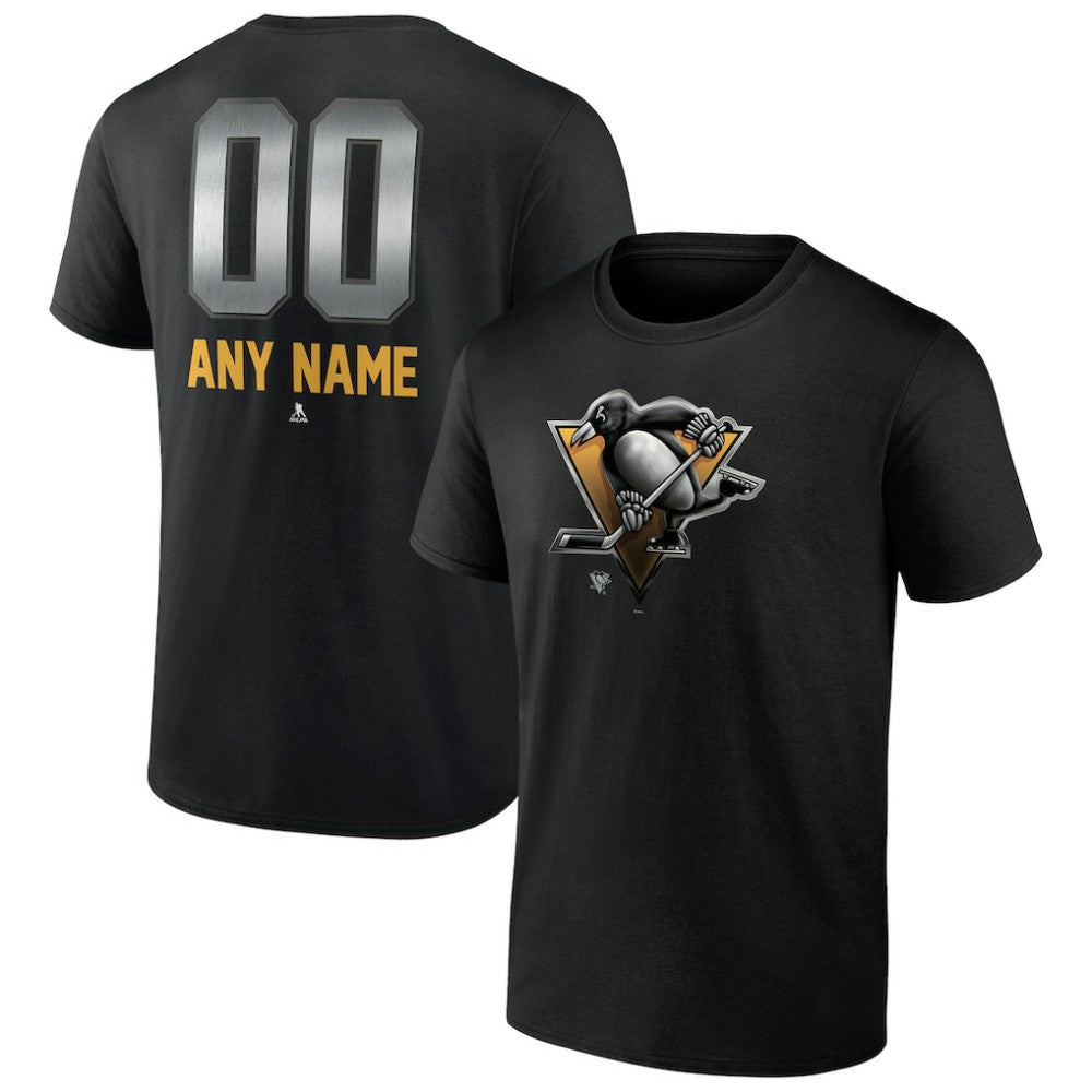 Pittsburgh Penguins Personalized Midnight Mascot Logo T-Shirt - Black T-shirts