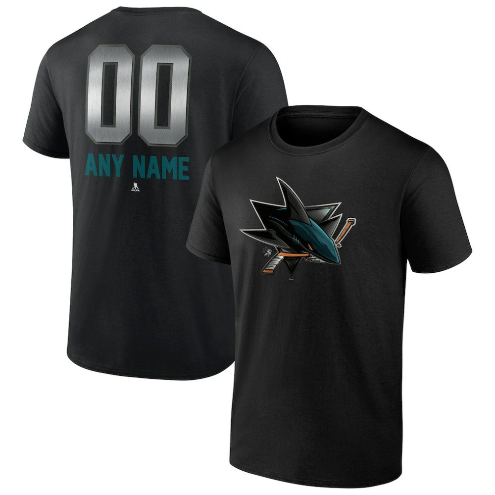 San Jose Sharks Personalized Midnight Mascot Logo T-Shirt - Black T-shirts