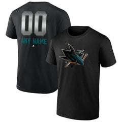 San Jose Sharks Personalized Midnight Mascot Logo T-Shirt - Black T-shirts