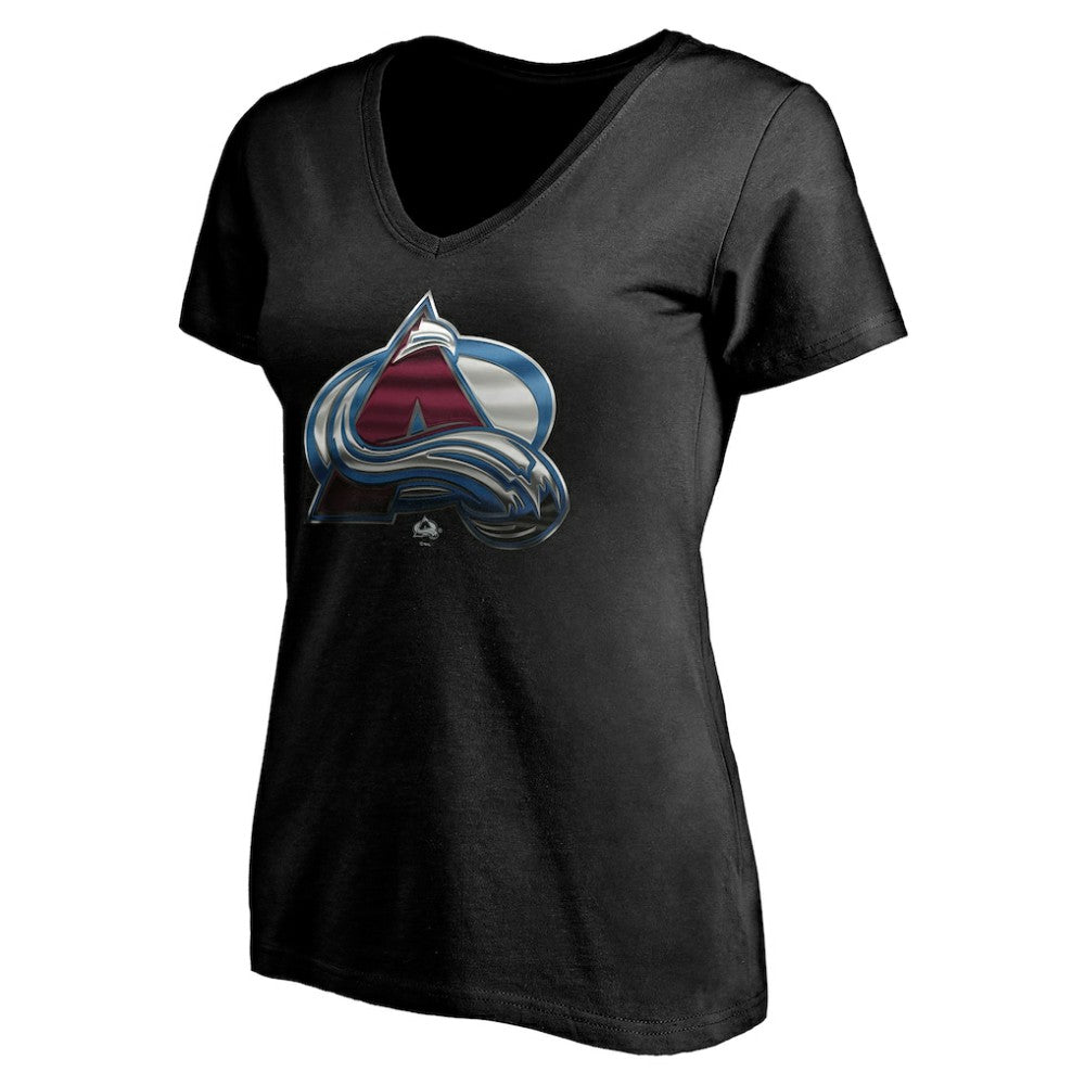 Colorado Avalanche Women's Personalized Midnight Mascot Logo V-Neck T-Shirt - Black T-shirts