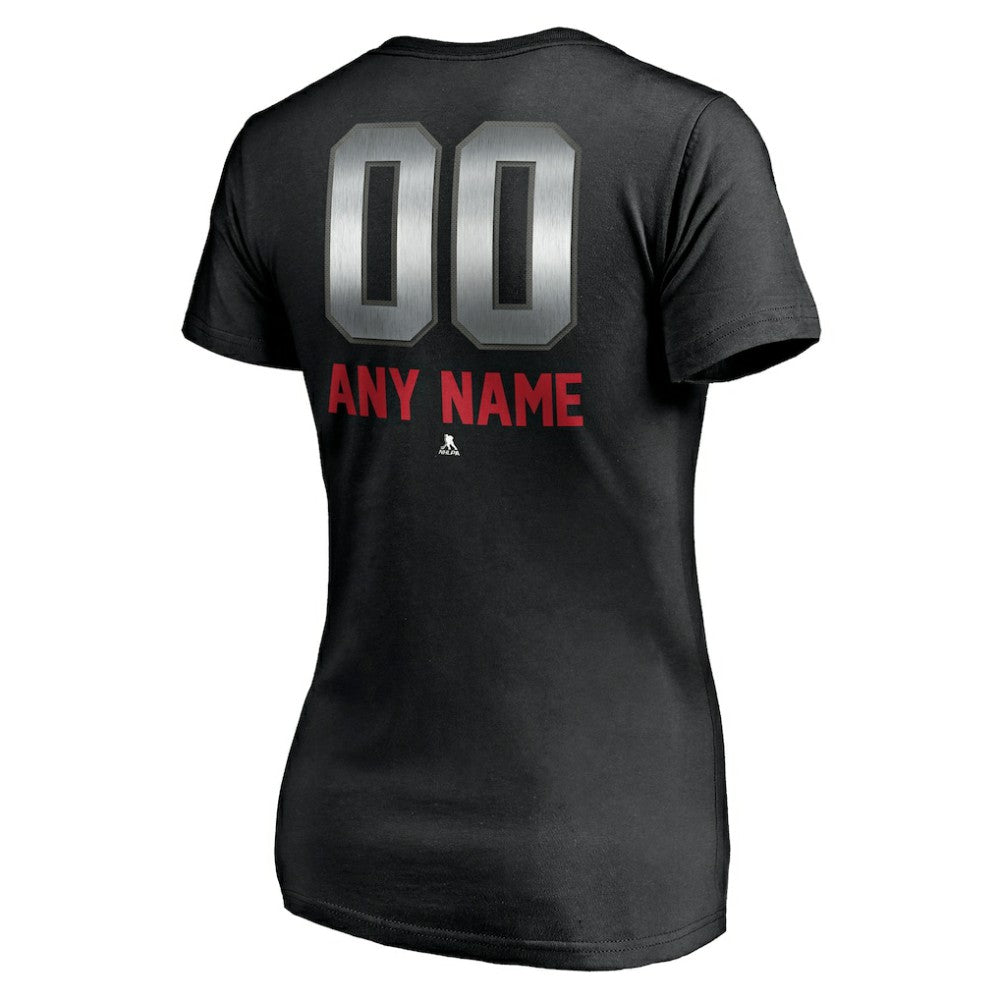 Florida Panthers Women's Personalized Midnight Mascot Logo V-Neck T-Shirt - Black T-shirts