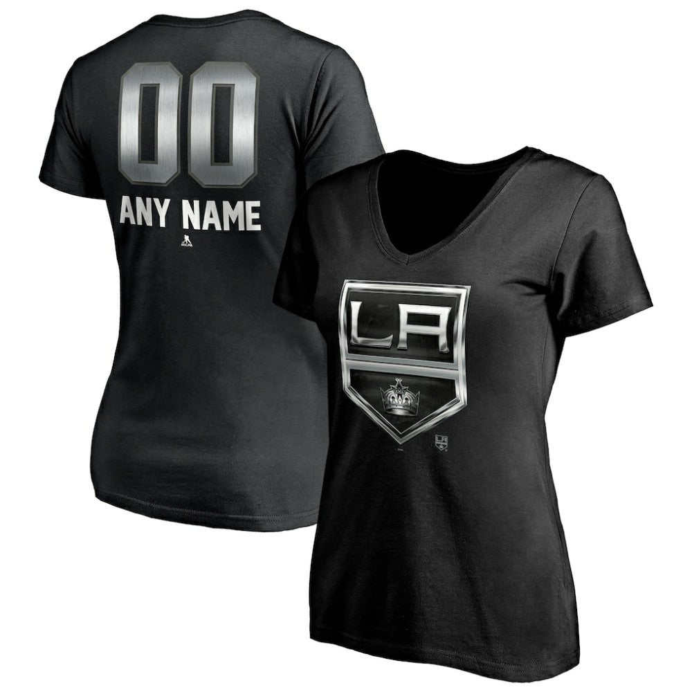 Los Angeles Kings Women's Personalized Midnight Mascot Logo V-Neck T-Shirt - Black T-shirts