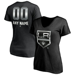 Los Angeles Kings Women's Personalized Midnight Mascot Logo V-Neck T-Shirt - Black T-shirts