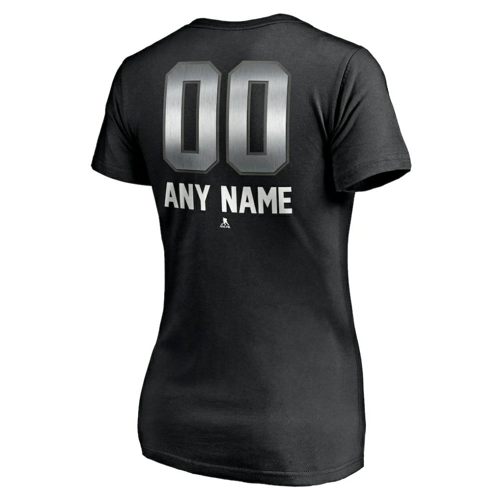 Los Angeles Kings Women's Personalized Midnight Mascot Logo V-Neck T-Shirt - Black T-shirts