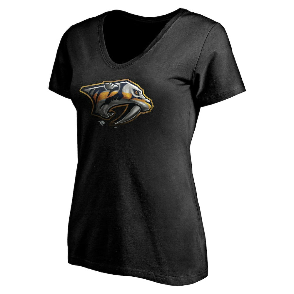 Nashville Predators Women's Personalized Midnight Mascot Logo V-Neck T-Shirt - Black T-shirts