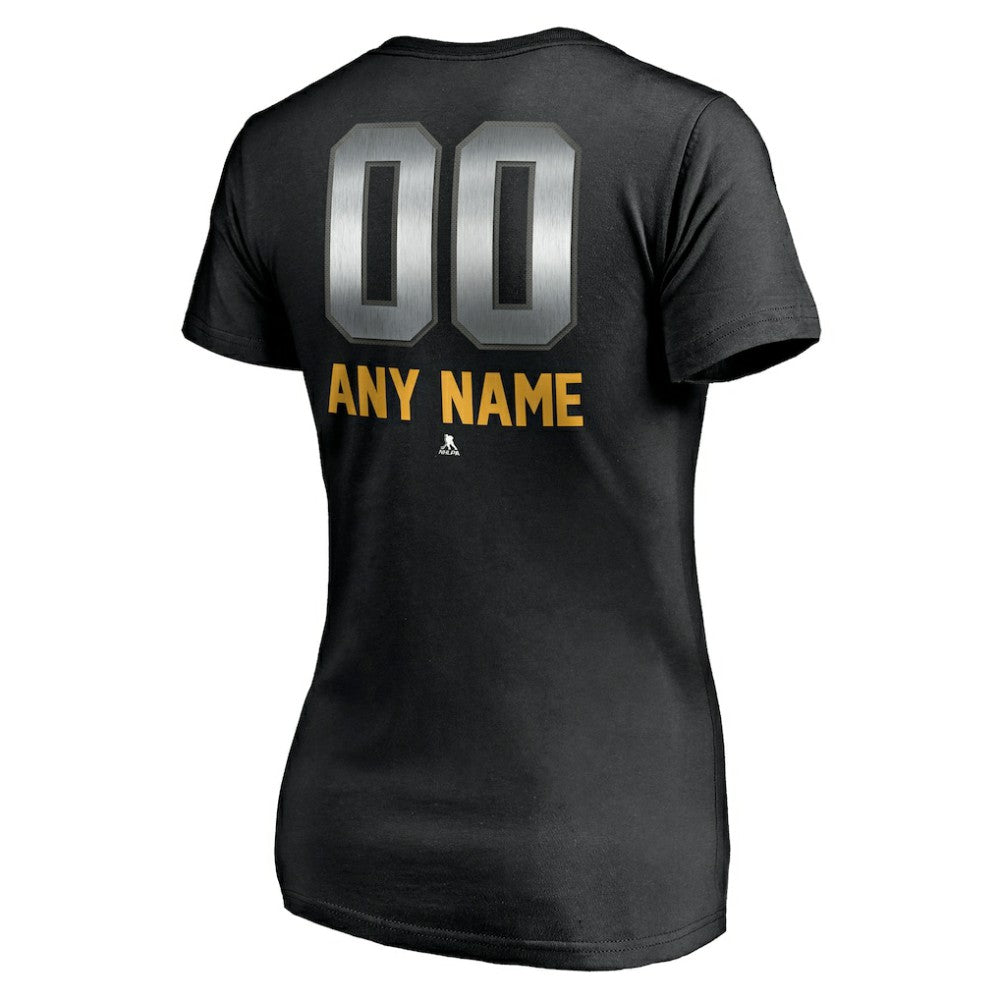 Nashville Predators Women's Personalized Midnight Mascot Logo V-Neck T-Shirt - Black T-shirts
