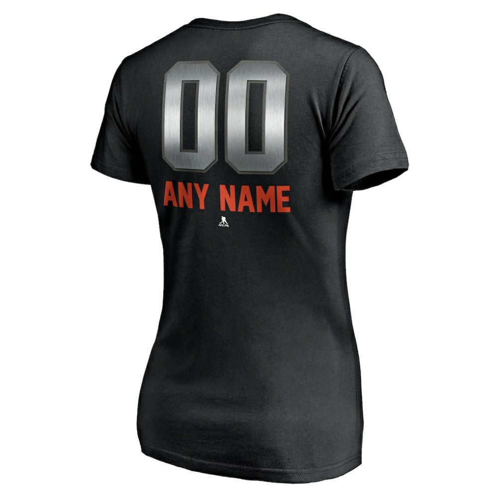Philadelphia Flyers Women's Personalized Midnight Mascot Logo V-Neck T-Shirt - Black T-shirts