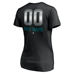 San Jose Sharks Women's Personalized Midnight Mascot Logo V-Neck T-Shirt - Black T-shirts