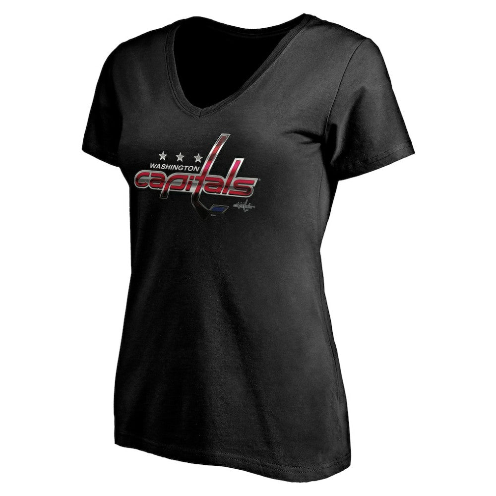 Washington Capitals Women's Personalized Midnight Mascot Logo V-Neck T-Shirt - Black T-shirts