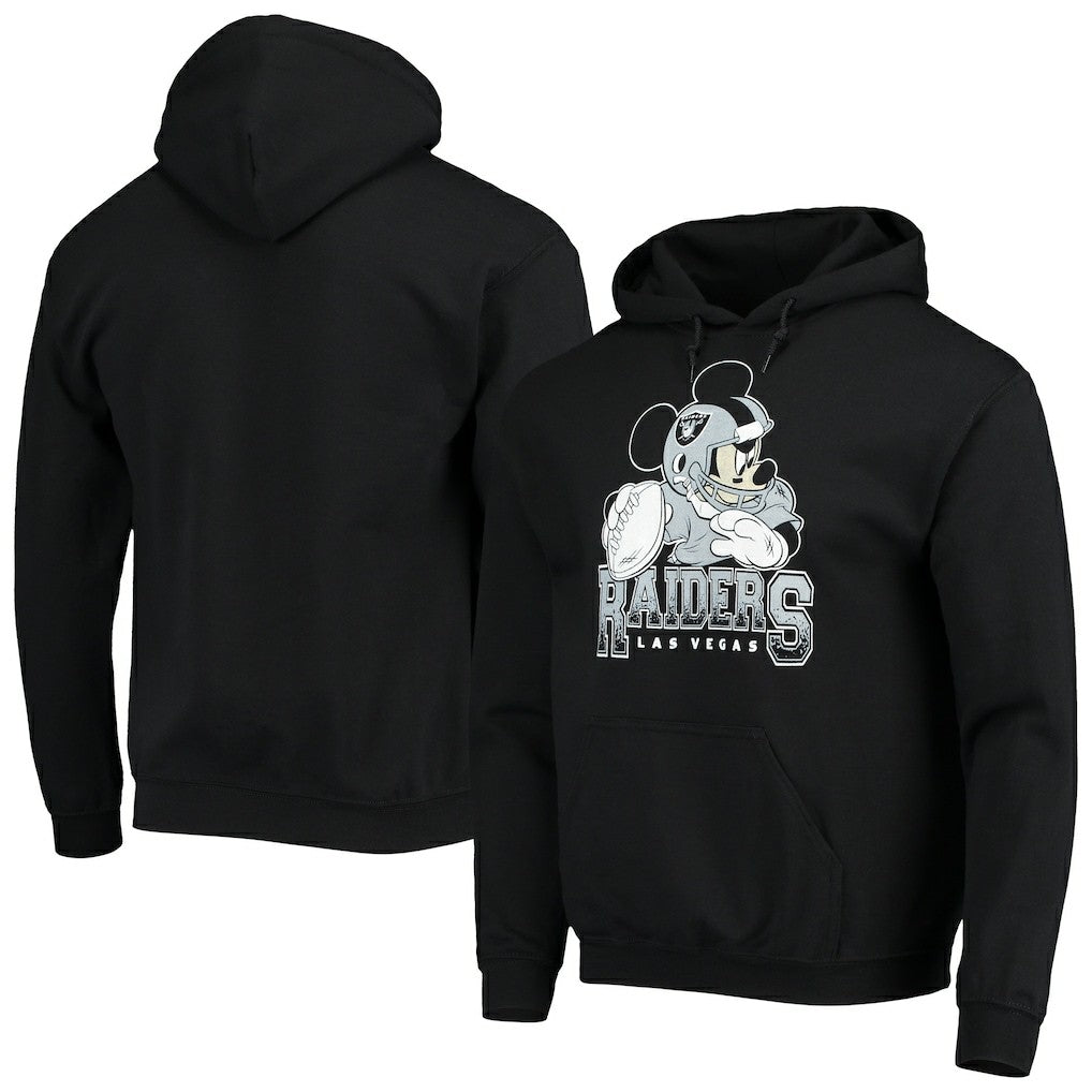 Las Vegas Raiders Junk Food Disney Mickey Quarterback Pullover Hoodie - Black sale