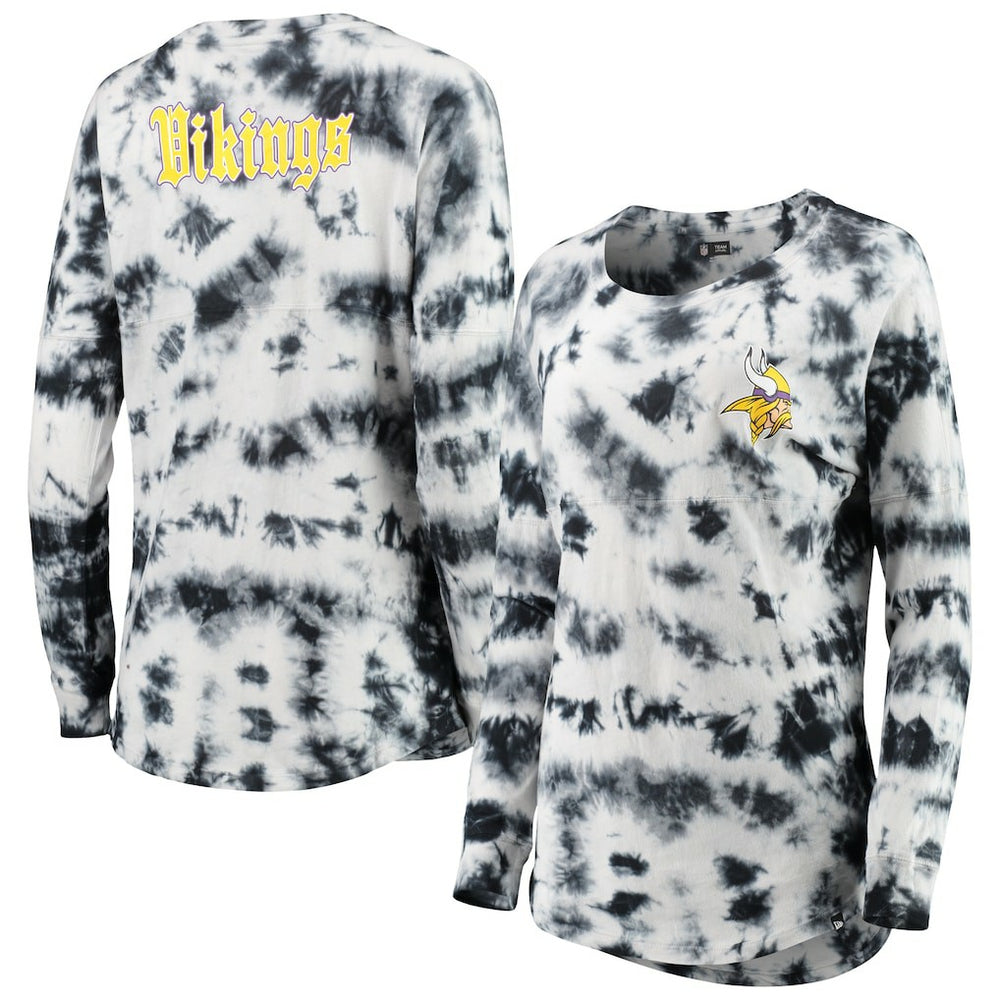 Minnesota Vikings New Era Women's Tie-Dye Long Sleeve T-Shirt - Black for sale