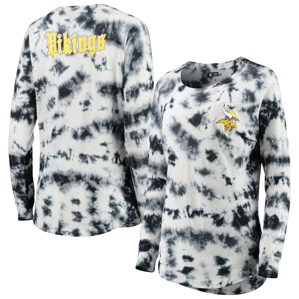 Minnesota Vikings New Era Women's Tie-Dye Long Sleeve T-Shirt - Black for sale