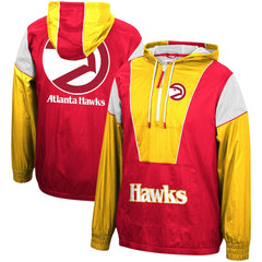 Atlanta Hawks Hardwood Classics Highlight Reel Windbreaker Half-Zip Hoodie Jacket - Red/Yellow for sale