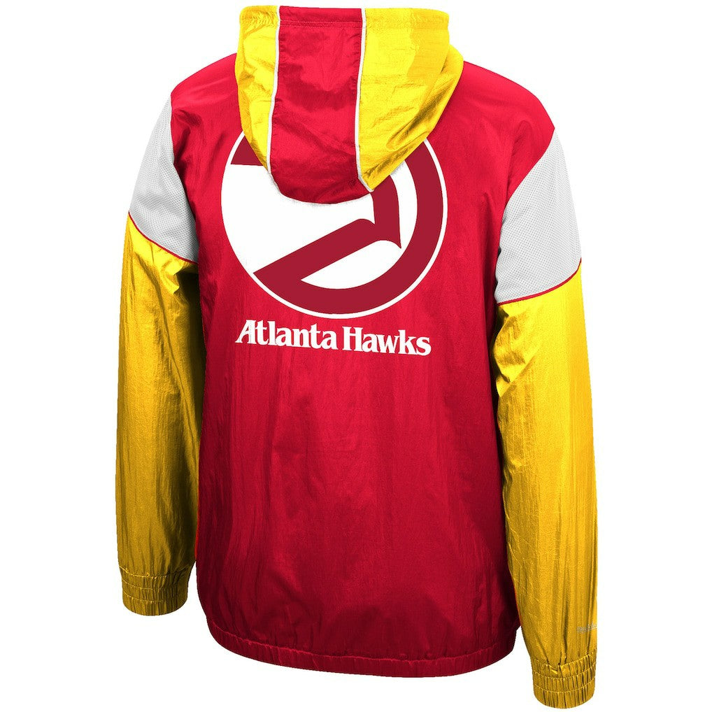 Atlanta Hawks Hardwood Classics Highlight Reel Windbreaker Half-Zip Hoodie Jacket - Red/Yellow for sale