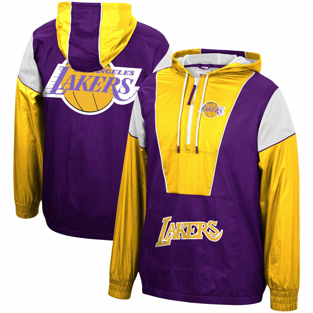 Los Angeles Lakers Hardwood Classics Highlight Reel Windbreaker Half-Zip Hoodie Jacket - Purple/Gold sale