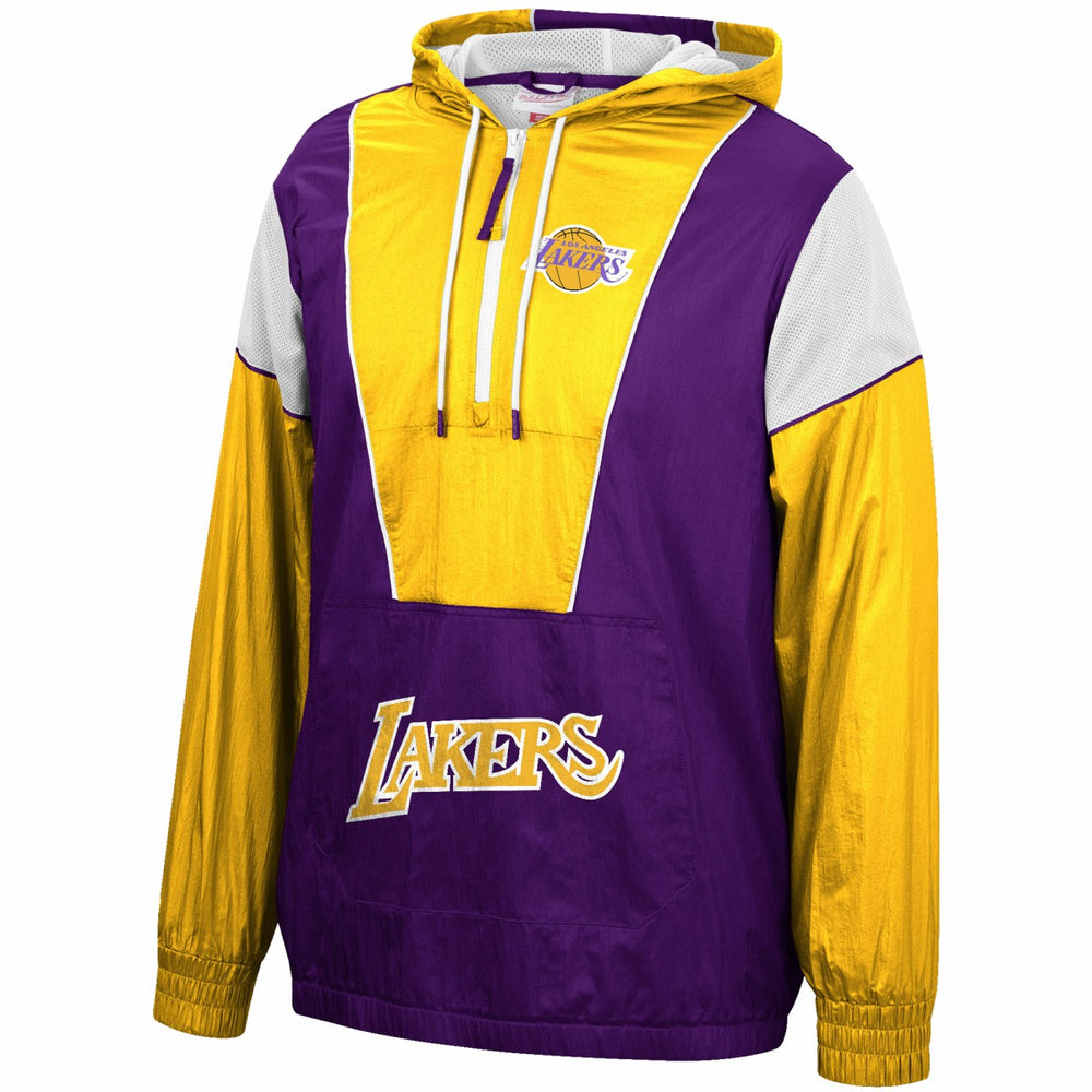 Los Angeles Lakers Hardwood Classics Highlight Reel Windbreaker Half-Zip Hoodie Jacket - Purple/Gold sale