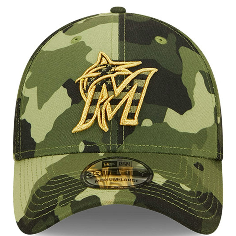 Miami Marlins 2022 Armed Forces Day 39THIRTY Flex Hat Camo