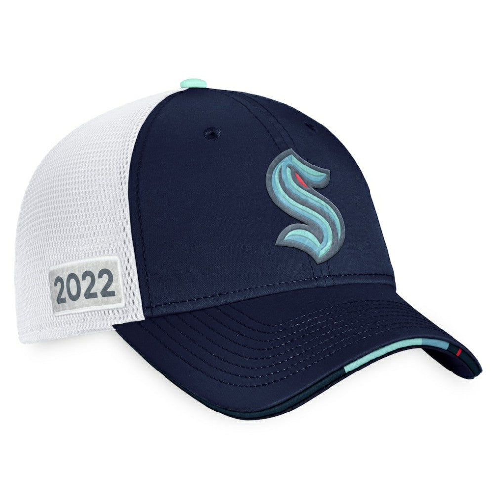 Seattle Kraken Fanatics 2022 NHL Draft Authentic Pro On Stage Trucker Adjustable Hat - Navy/White Hats